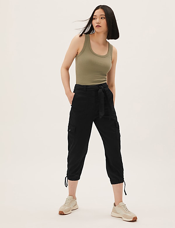Tencel™ Rich Cargo Tapered Cropped Trousers