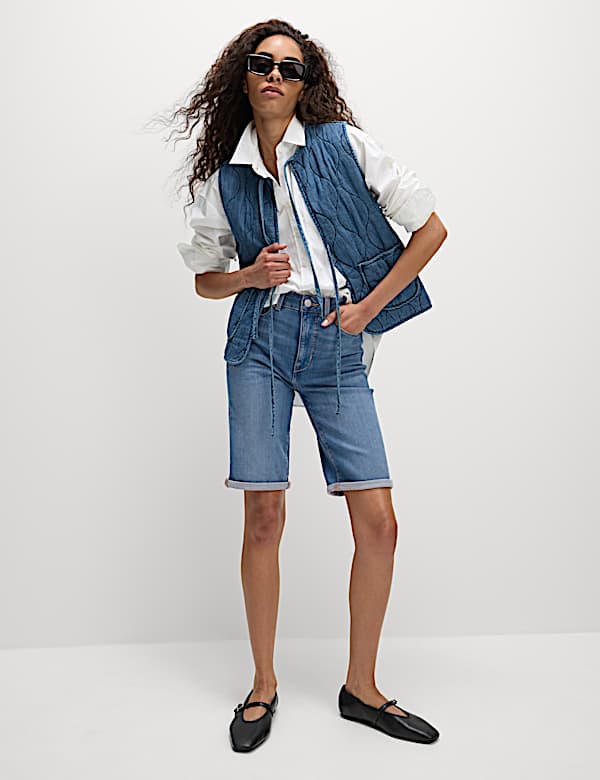 Cotton Rich High Waisted Magic Denim Shorts - HU