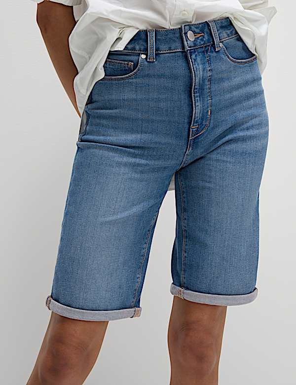 Cotton Rich High Waisted Magic Denim Shorts - HU