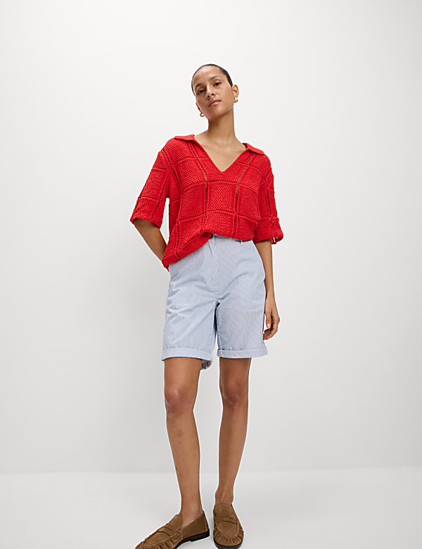 Cotton Rich Striped Chino Shorts