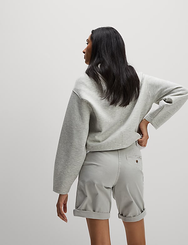 Short chino en coton &agrave; motif teint&eacute; - FR