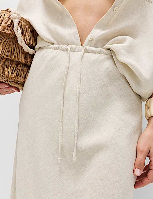 Linen Rich Maxi A-Line Skirt