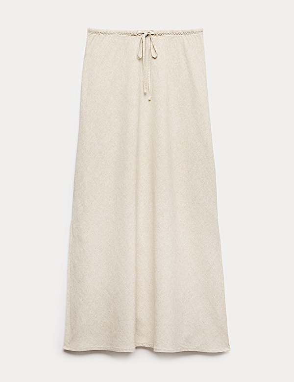 Linen Rich Maxi A-Line Skirt - ID