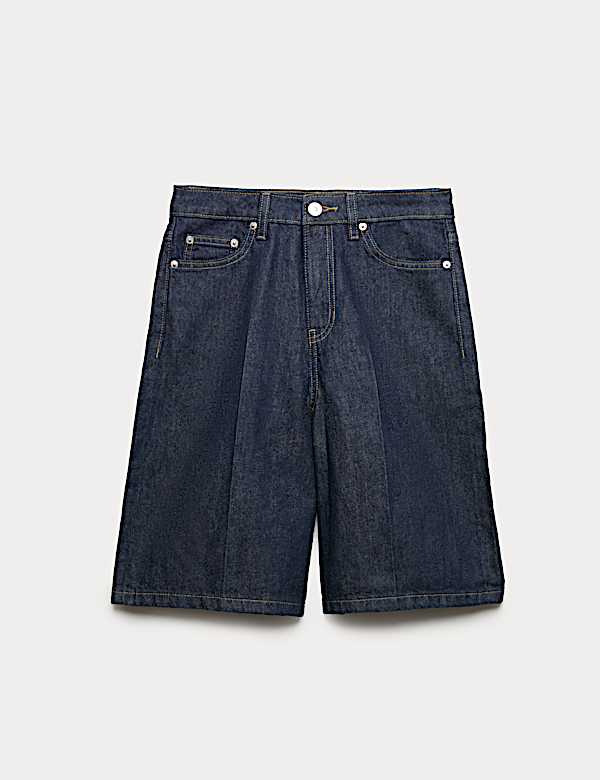 Denim High Waisted Jorts with Linen - IT