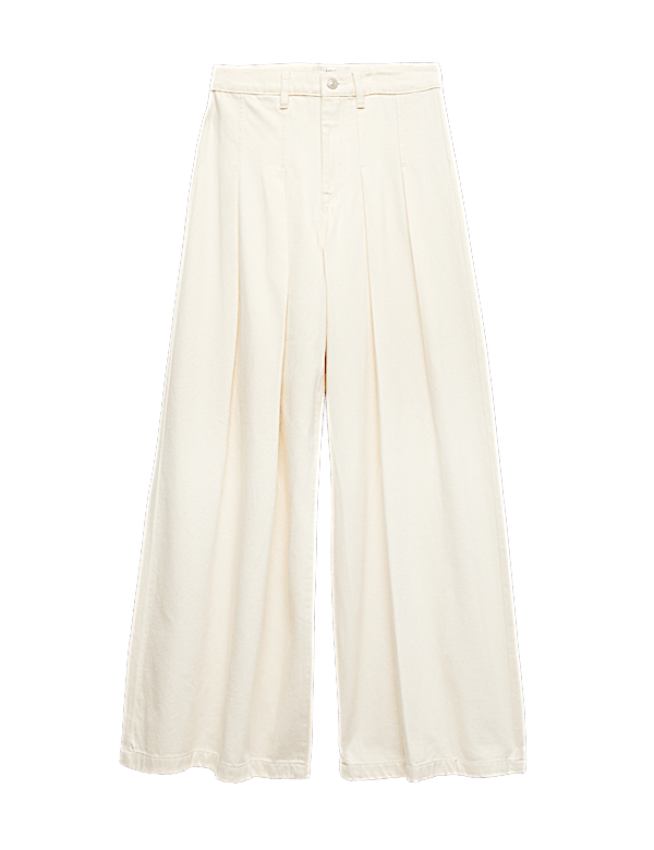 High Waisted Pleated Palazzo Jeans
