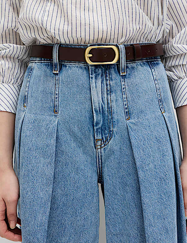 Plisowane dżinsy palazzo z wysoką talią - PL