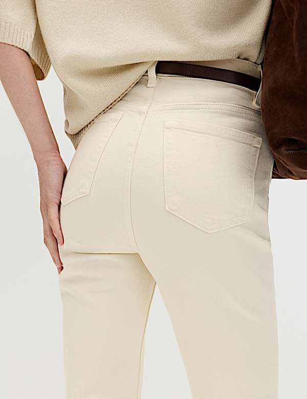 High Waisted Frayed Kickflare Jeans - NZ