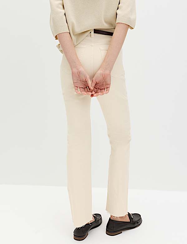 High Waisted Frayed Kickflare Jeans - NZ