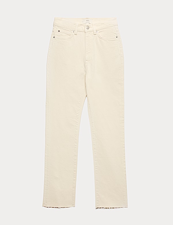 High Waisted Frayed Kickflare Jeans - NZ