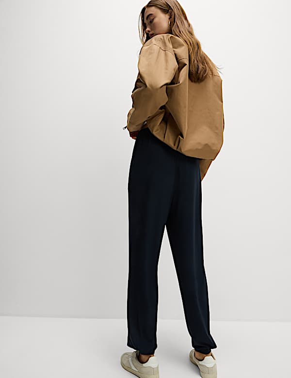 Jersey Drawstring Pintuck Tapered Trousers - EE