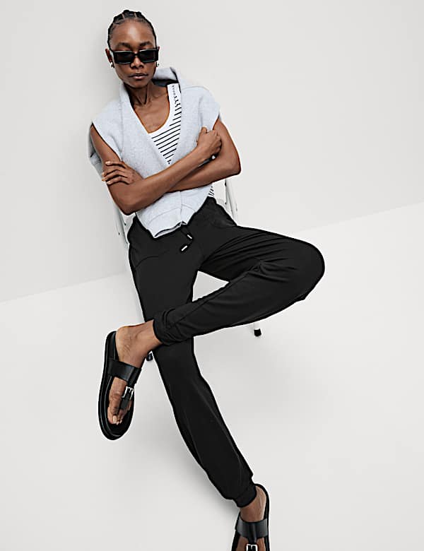 Jersey Drawstring Pintuck Tapered Trousers - LT