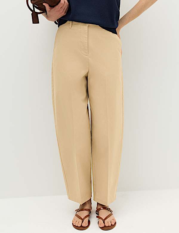 Cotton Rich Crease Front Barrel Leg Chinos - BE