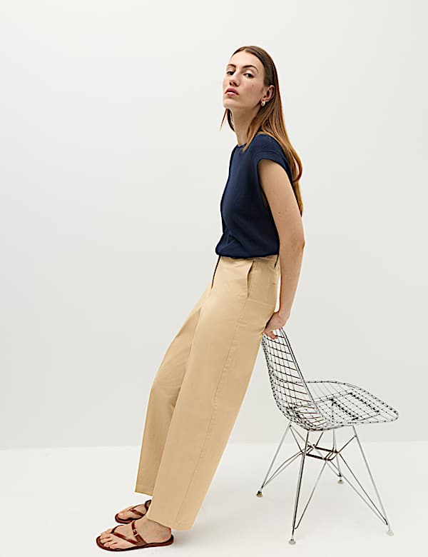 Cotton Rich Crease Front Barrel Leg Chinos - BE