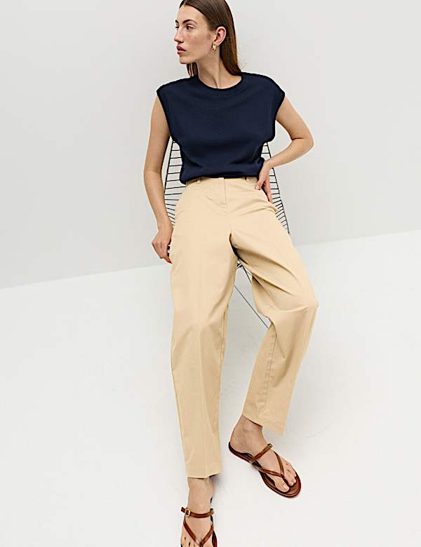 Cotton Rich Crease Front Barrel Leg Chinos - BE