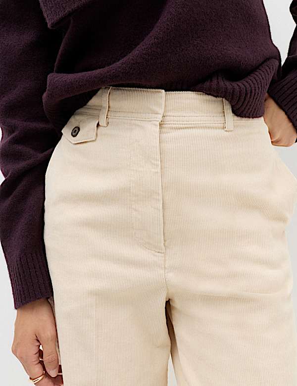 Pure Cotton Cord Wide Leg Trousers - BE