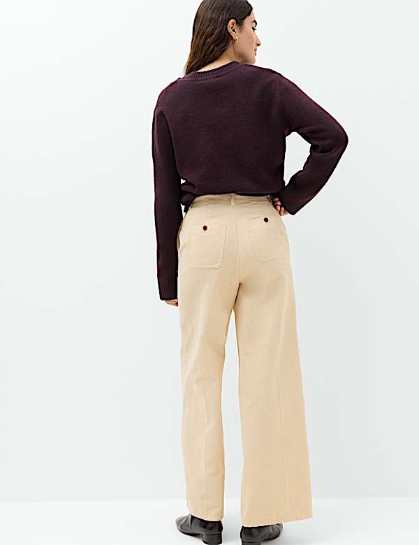 Pure Cotton Cord Wide Leg Trousers - BE