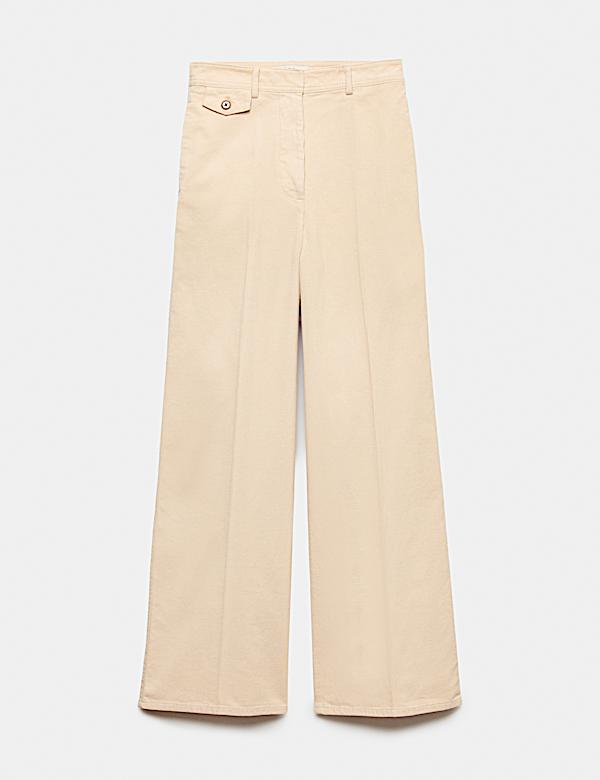 Pure Cotton Cord Wide Leg Trousers - BE