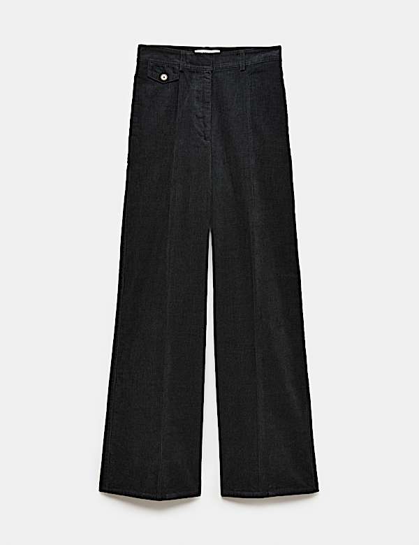 Pure Cotton Cord Wide Leg Trousers - RO