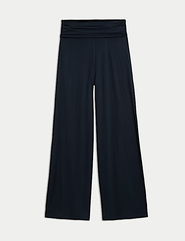 Jersey Pull On Fold Over Wide Leg Trousers - ES
