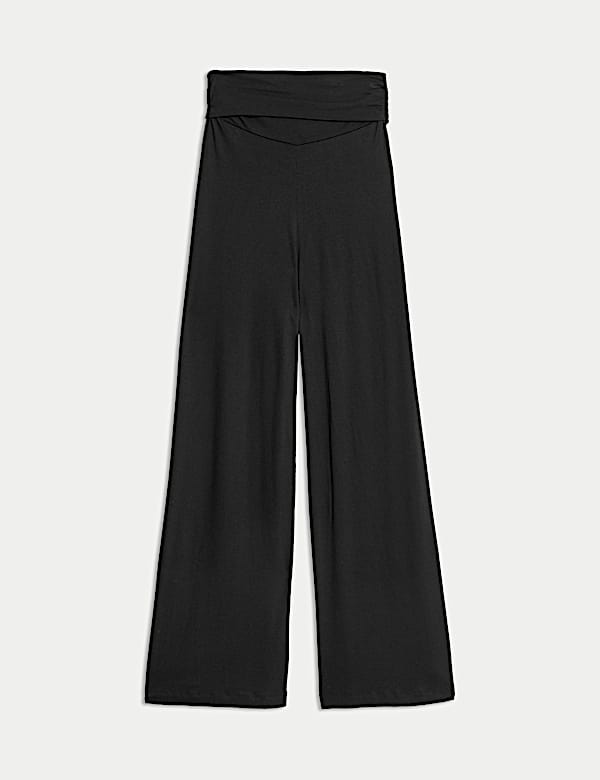 Jersey Pull On Fold Over Wide Leg Trousers - ES