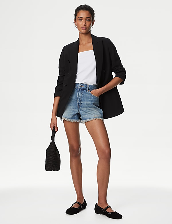 Denim Cut Off High Waisted Shorts DENIM Shorts M S NZ