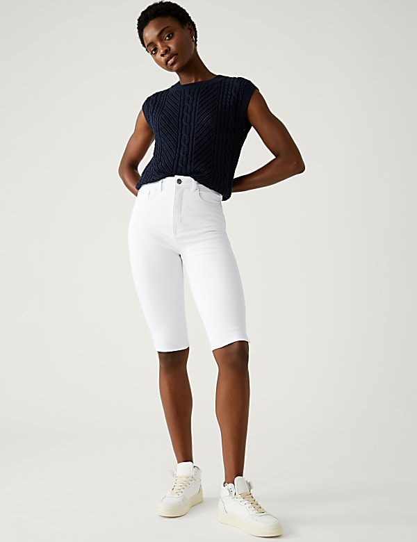 Buy Magic Shaping Denim Knee Length Shorts at Marks Spencer