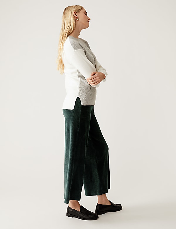 Jersey Cord Wide Leg Ankle Grazer Trousers