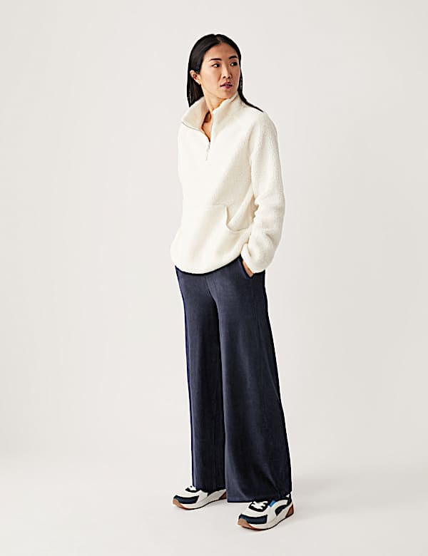 Jersey Cord Wide Leg Ankle Grazer Trousers