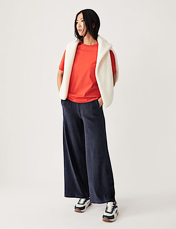 Jersey Cord Wide Leg Ankle Grazer Trousers