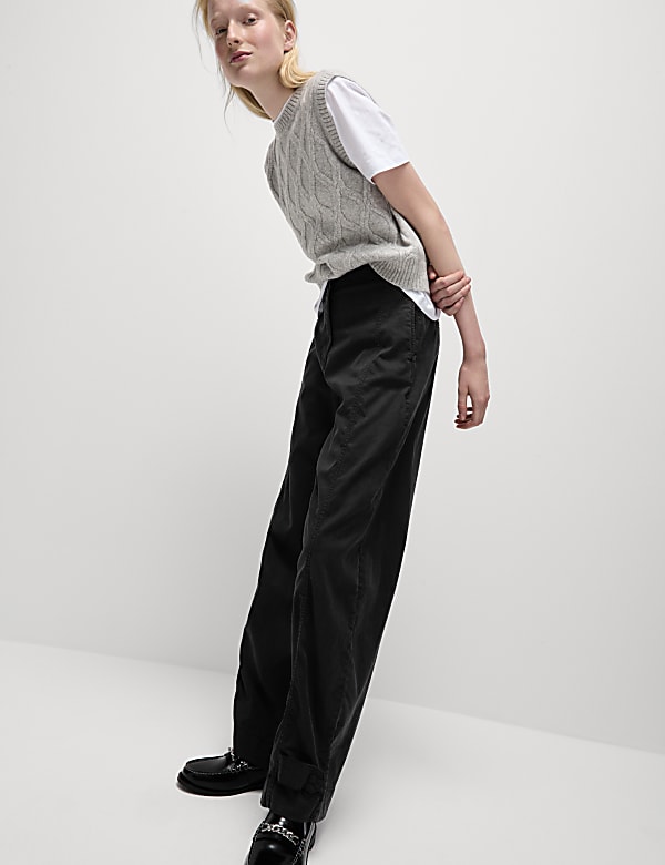 Lyocell Rich Barrel Leg Trousers - IL