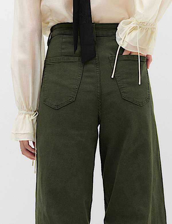 High Waisted Wide Leg Ankle Grazer Jeans