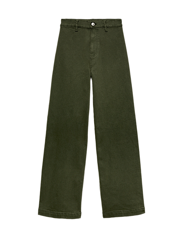 High Waisted Wide Leg Ankle Grazer Jeans