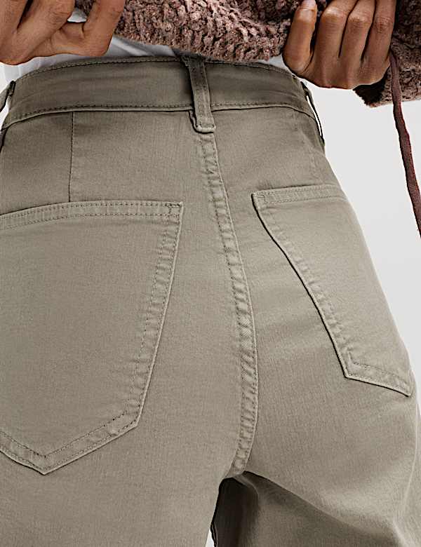 High Waisted Wide Leg Ankle Grazer Jeans