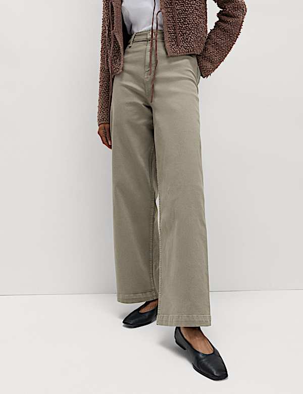 High Waisted Wide Leg Ankle Grazer Jeans