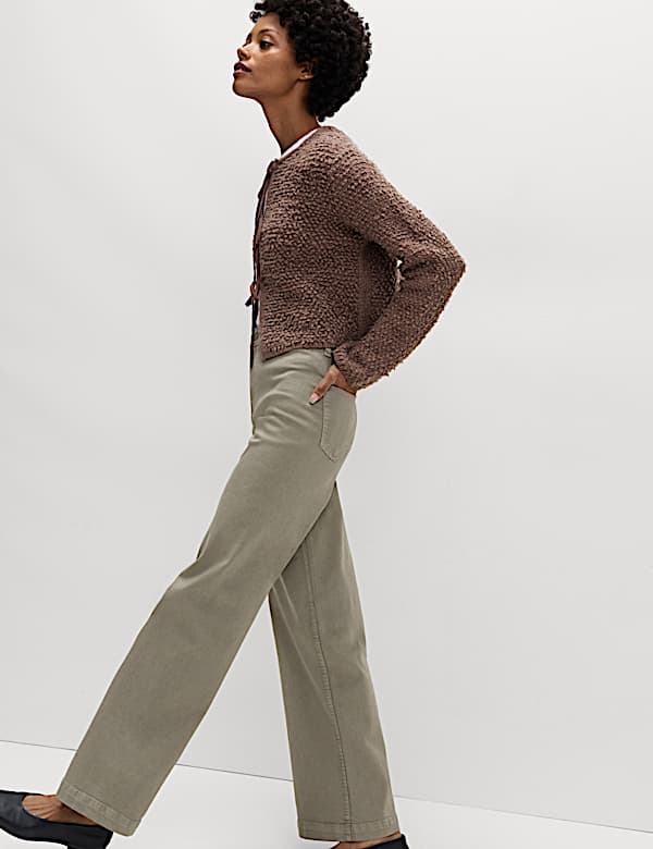 High Waisted Wide Leg Ankle Grazer Jeans