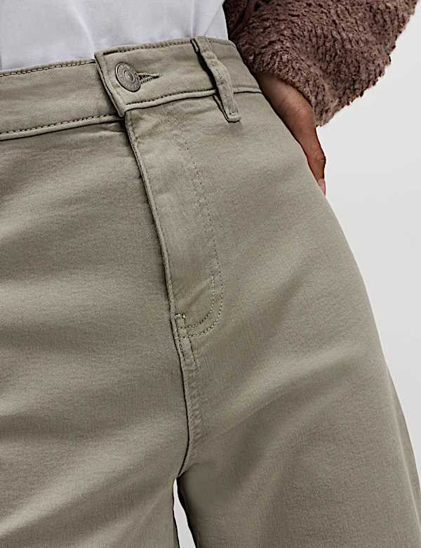 High Waisted Wide Leg Ankle Grazer Jeans