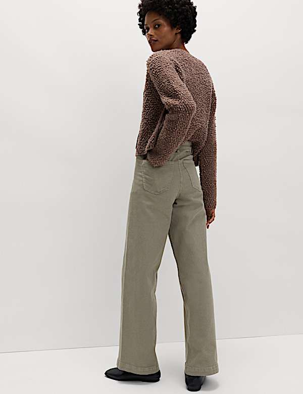 High Waisted Wide Leg Ankle Grazer Jeans