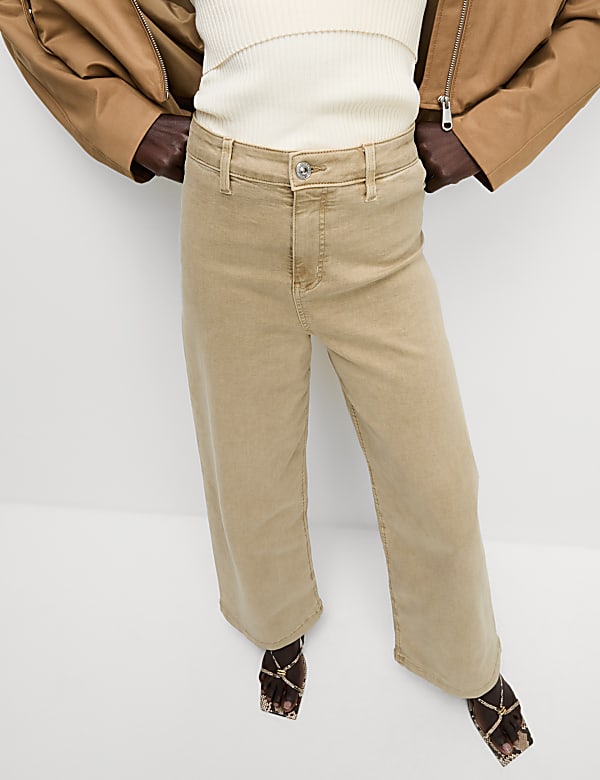 High Waisted Wide Leg Ankle Grazer Jeans