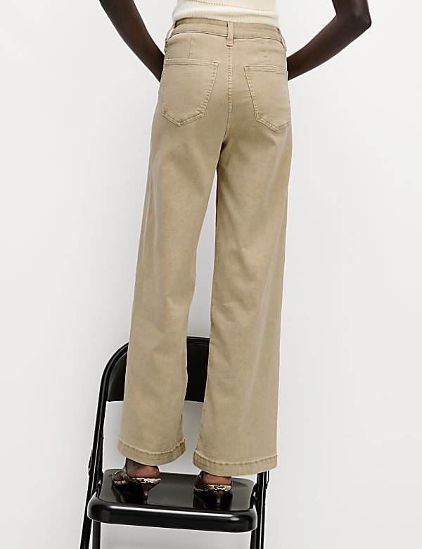 High Waisted Wide Leg Ankle Grazer Jeans