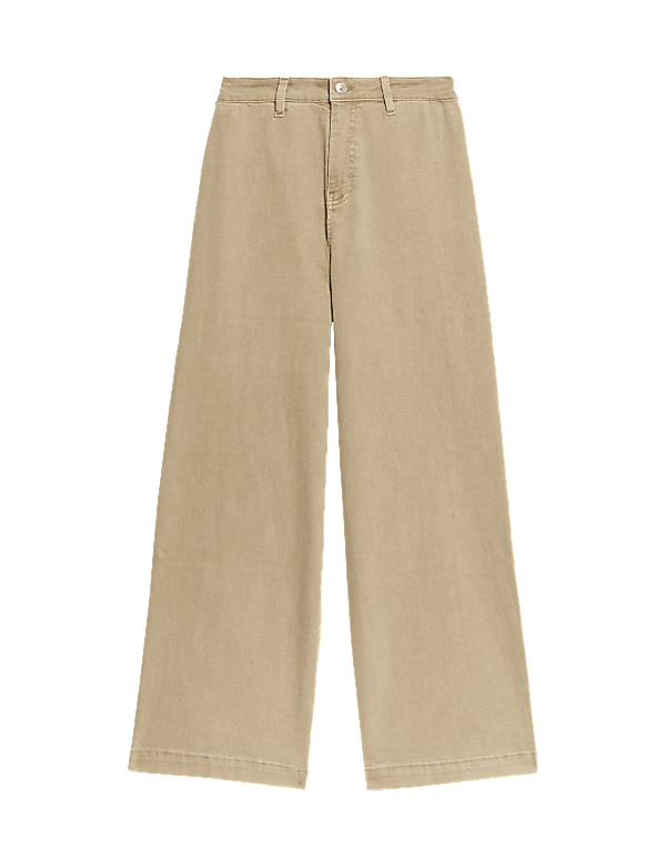 High Waisted Wide Leg Ankle Grazer Jeans