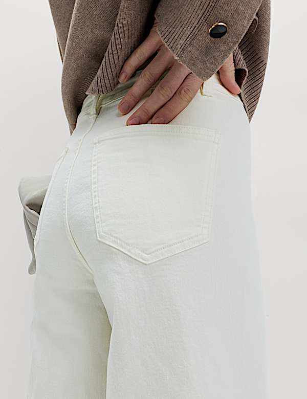 High Waisted Wide Leg Ankle Grazer Jeans - CA