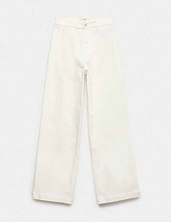 High Waisted Wide Leg Ankle Grazer Jeans - CA