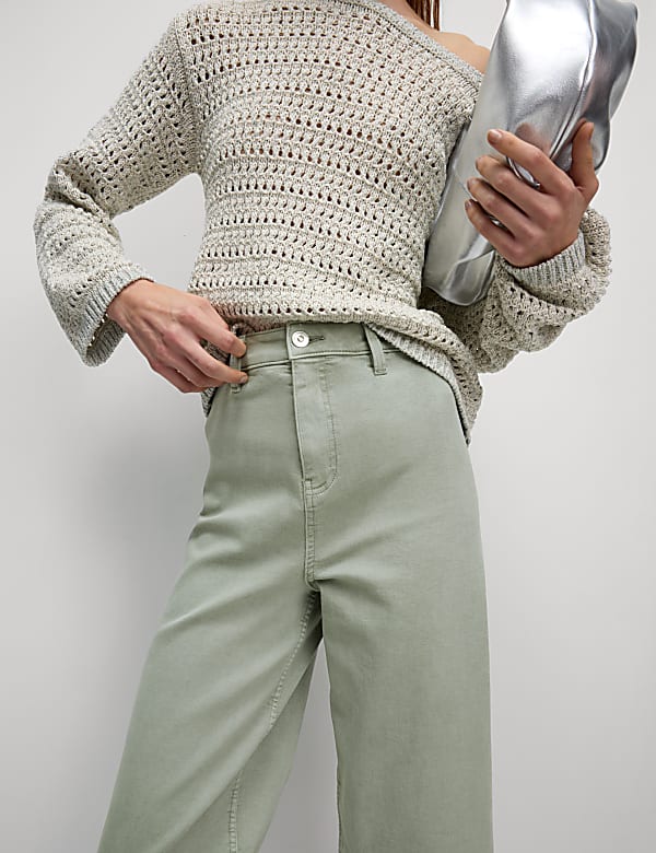 High Waisted Wide Leg Ankle Grazer Jeans