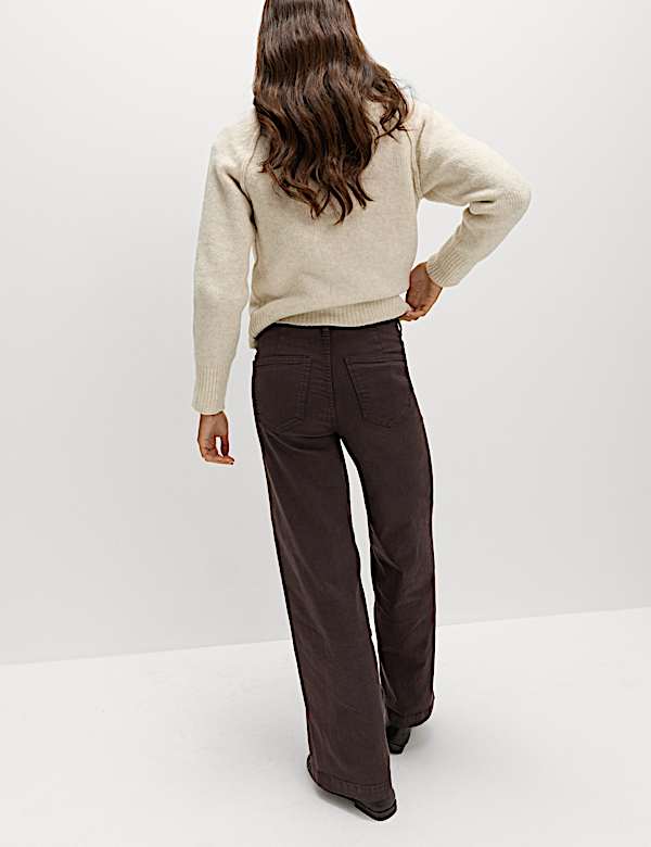 High Waisted Wide Leg Ankle Grazer Jeans