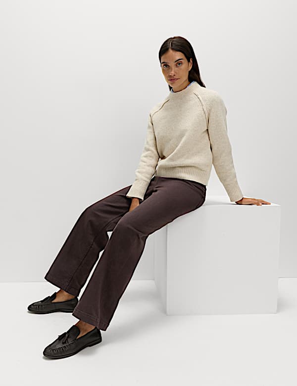 High Waisted Wide Leg Ankle Grazer Jeans