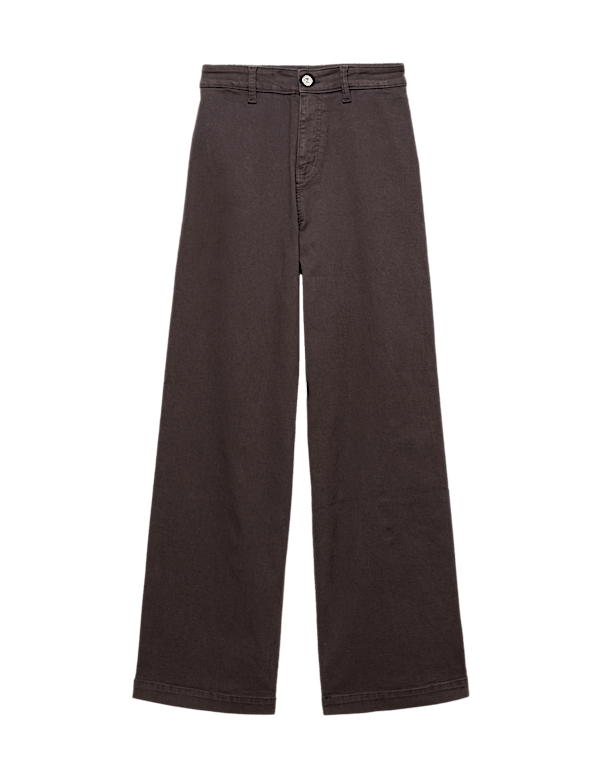 High Waisted Wide Leg Ankle Grazer Jeans