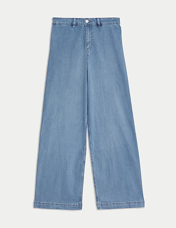 High Waisted Wide Leg Ankle Grazer Jeans