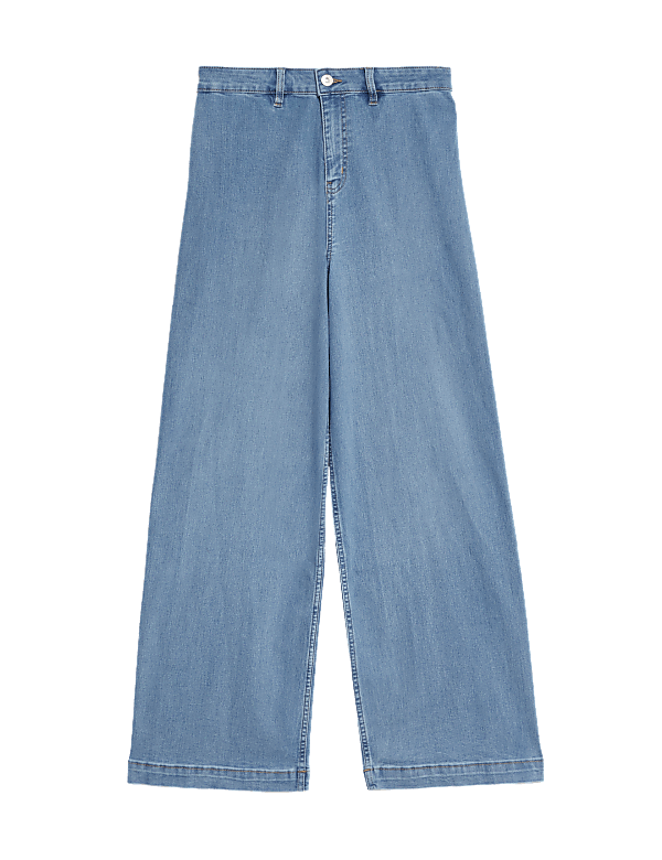 High Waisted Wide Leg Ankle Grazer Jeans