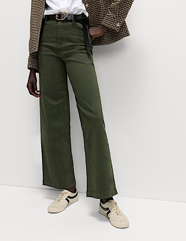 High Waisted Wide Leg Ankle Grazer Jeans