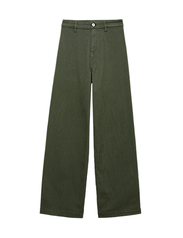 High Waisted Wide Leg Ankle Grazer Jeans
